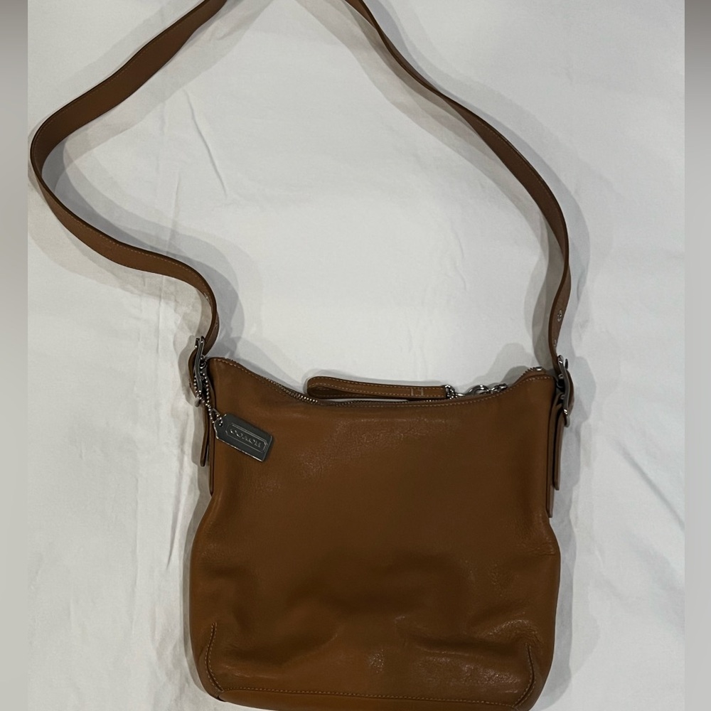 Vintage Coach Retro Leather Slim Duffle Sac Convertible Cognac Hobo Shoulders